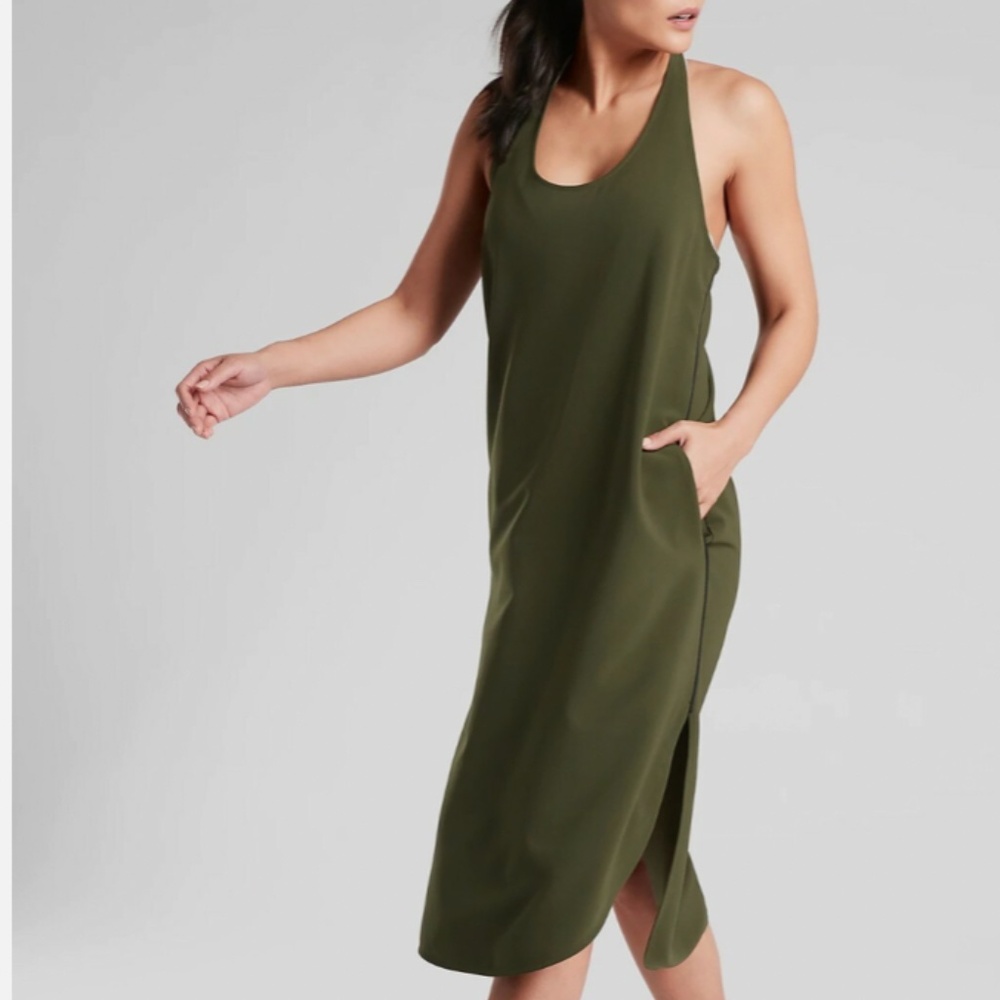 NWT - Athleta Illuminate Dress, Tuscan Olive Size MP